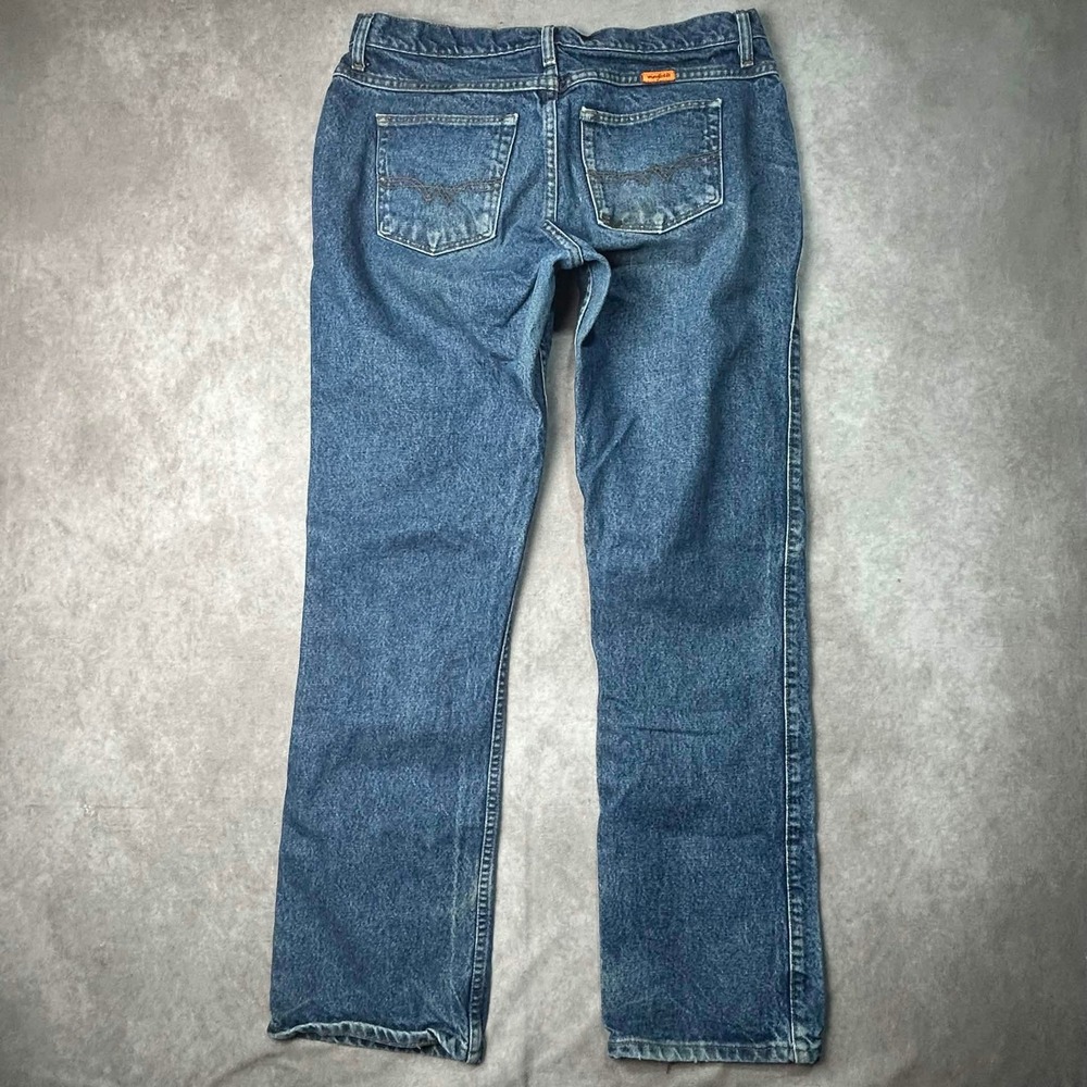 Wrangler FR Flame Resistant Work Jeans Womens 13/14x34 Blue Straight Leg HRC2